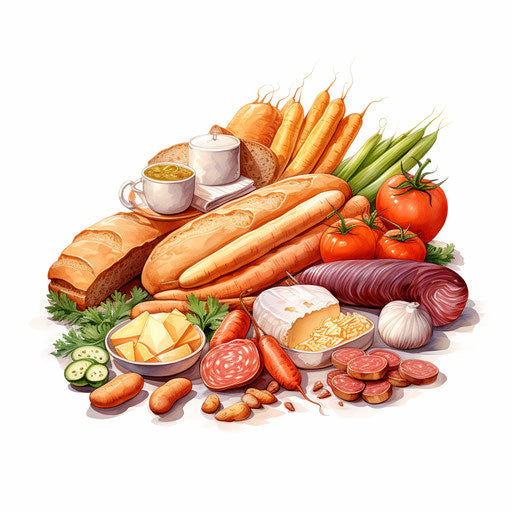 Food illustration in the style of Chiaroscuro Art