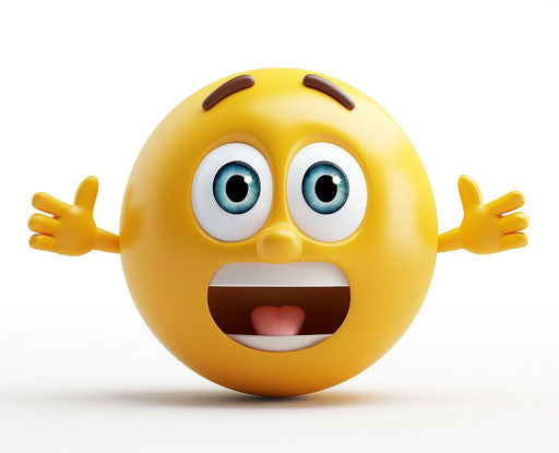Yellow surprised or angry emoji, white background