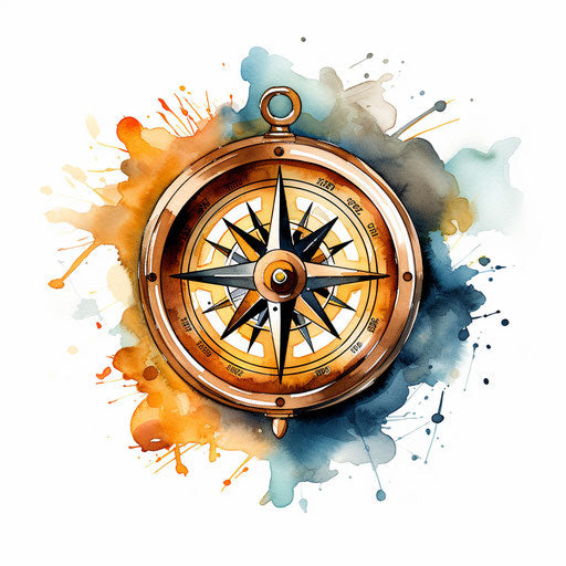 Compass artwork in the Oil painting style, on a white background