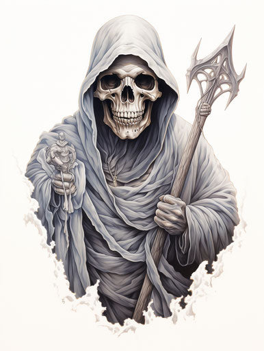 The man with scythe and skull