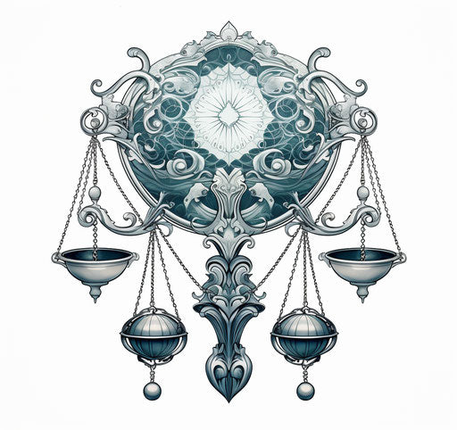 Zodiac scales on a white background chicano-style balance