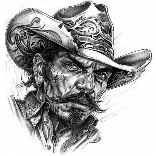 Tattoo sketch of an artistic Chicano Cholo with bandana, sharp and expressive