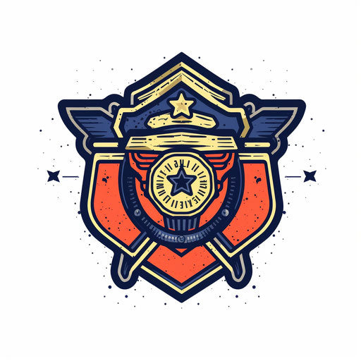 Police badge in Minimalist style, on white background