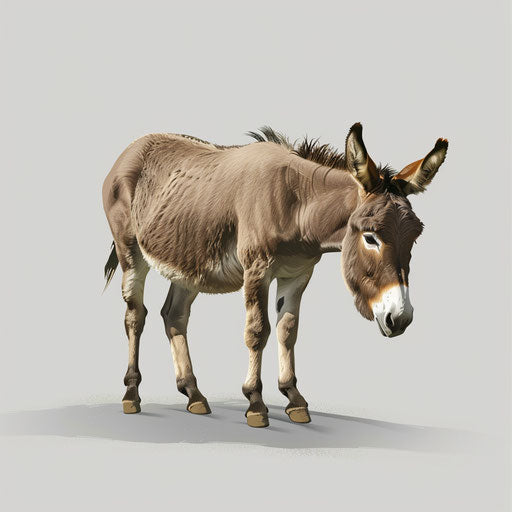 Realistic illustration of a donkey on flat white background