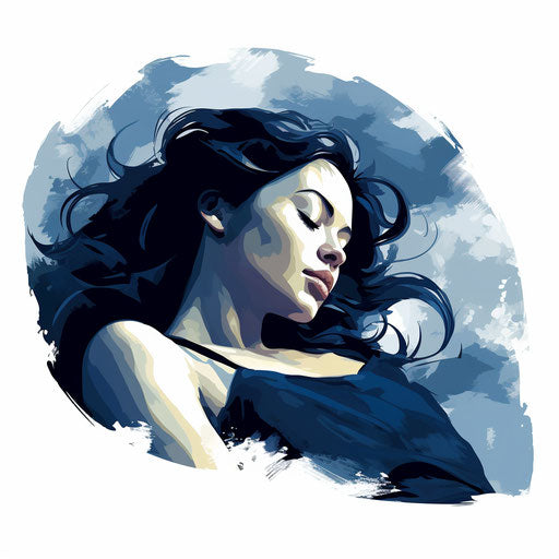 Sleep illustration in the style of Chiaroscuro Art, on white background