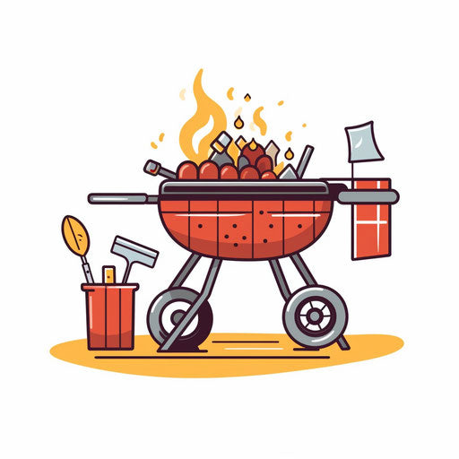 BBQ clip art in Minimalist style, on white background