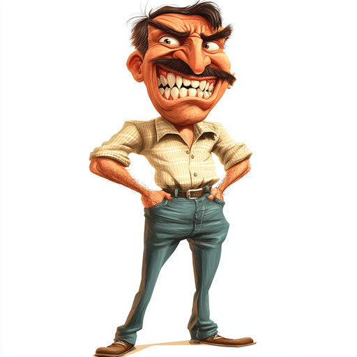 Humorous caricature of fathers day with exaggerated human characteristics