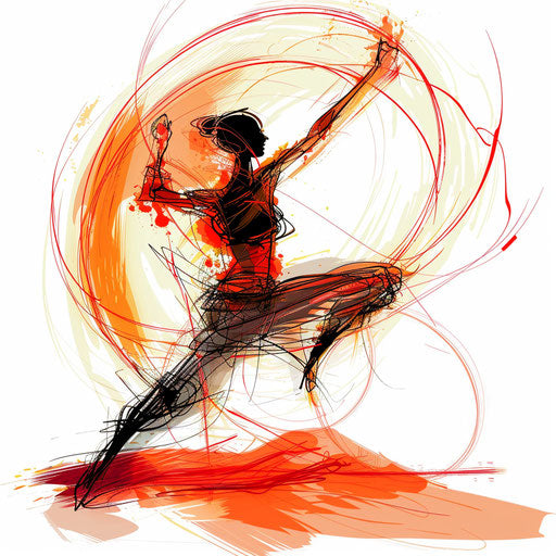 Dynamic tattoo sketch of a yogi in warrior pose