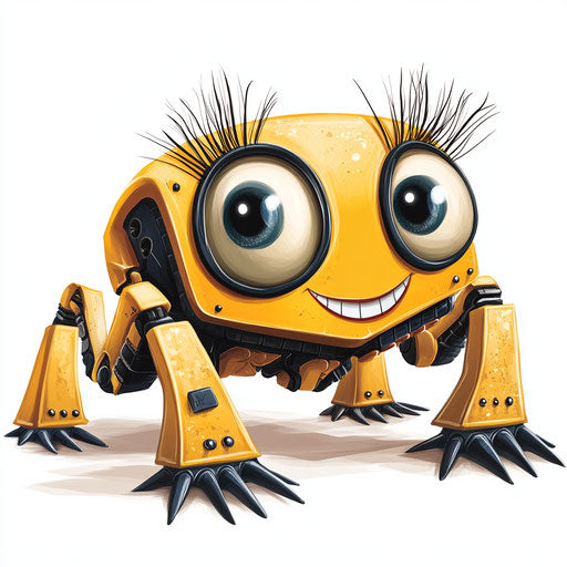 Humorous caricature of a machine with human characteristics