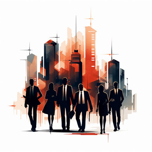 Company clipart in the style of Chiaroscuro Art, on a white background