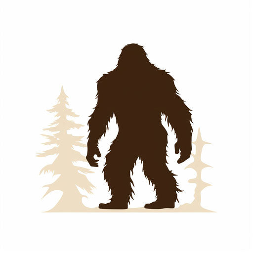 Bigfoot in Minimalist Style on White Background