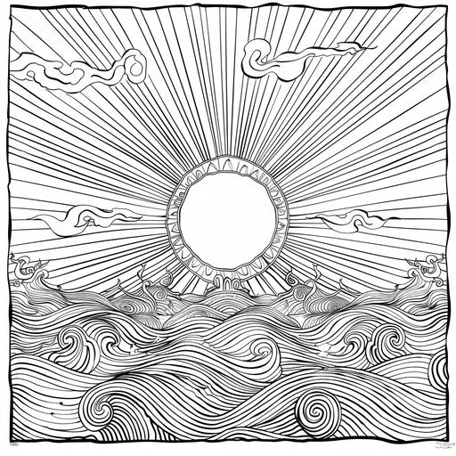 Fantasy sun with dynamic rays in the sky