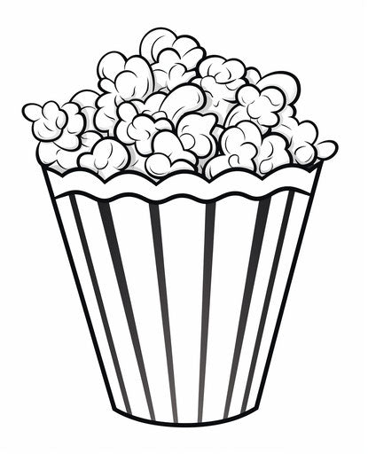 Popcorn coloring pages, in the style of captivating, expressionistic depictions