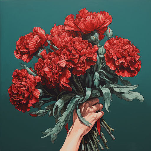 Christmas bouquet with red carnations