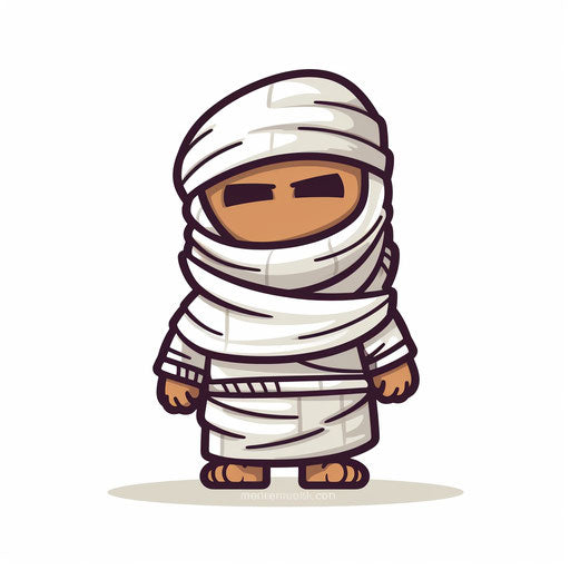 Mummy drawing in Minimalist style, on a white background