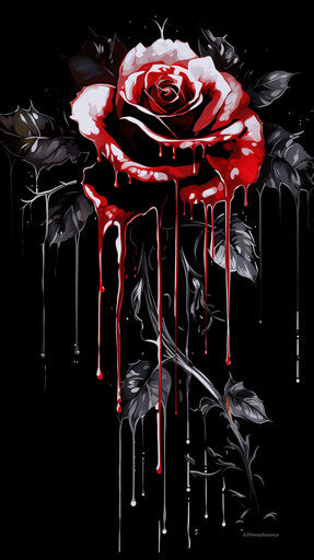 The bloody rose, dripping into the flowers