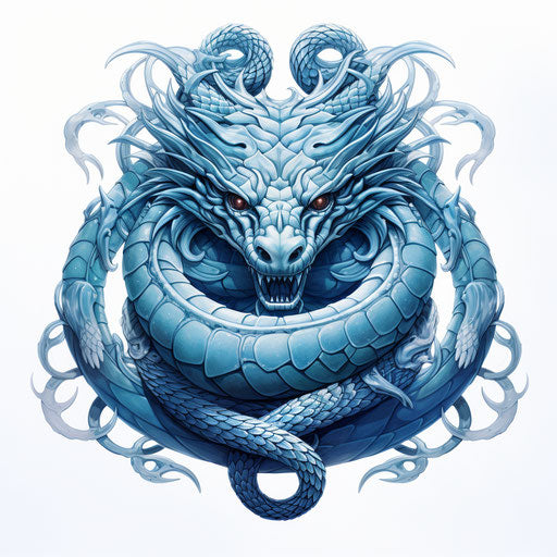 Blue snake tattoo design on white background