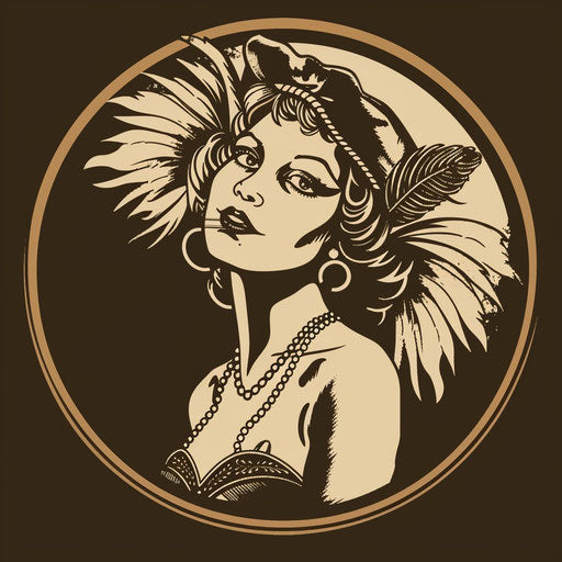 Nostalgic flat tattoo sketch of Venus as a flapper from the 1920s