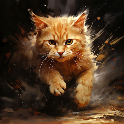 Orange cat running