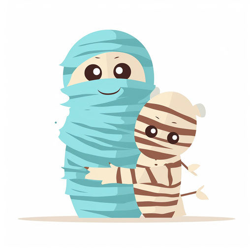 Minimalist mummy clipart on white background