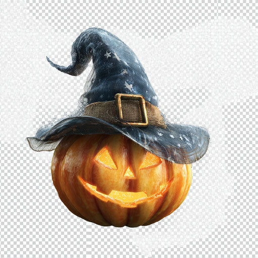 Festive Halloween Pumpkin with Witch's Hat