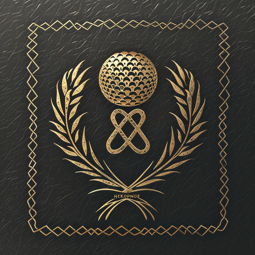 Sophisticated golf logo with monogram design and gold foil background