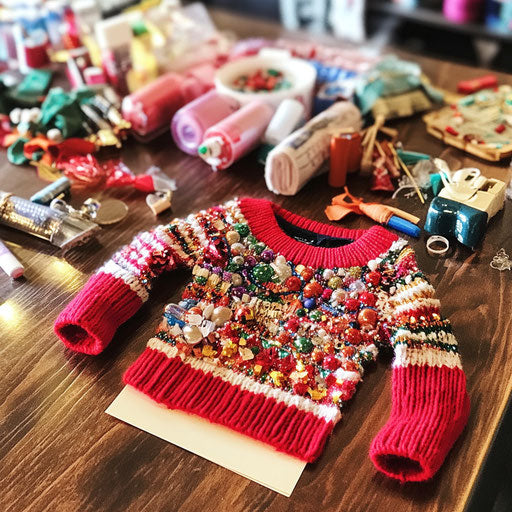 DIY garish sweater kit for holiday craft station