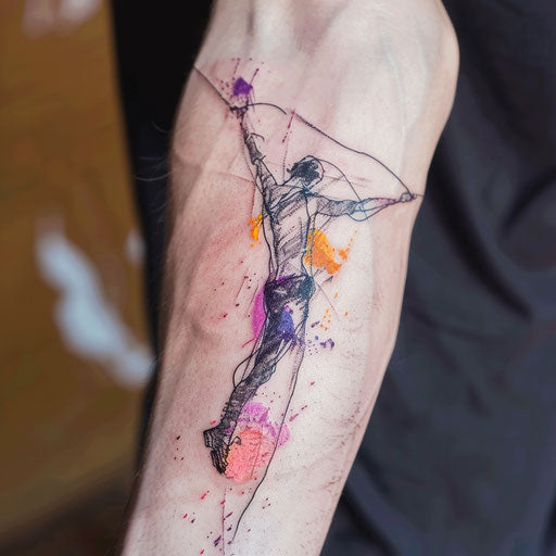 Artistic tattoo sketch of a tightrope walker