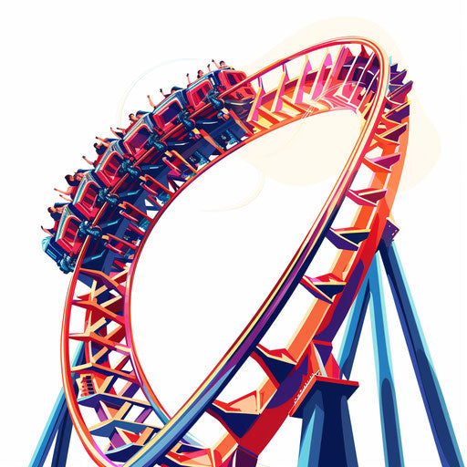 Realistic roller coaster clipart on white background