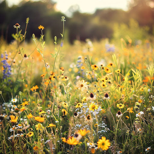 Field of wildflowers in the gentle breeze