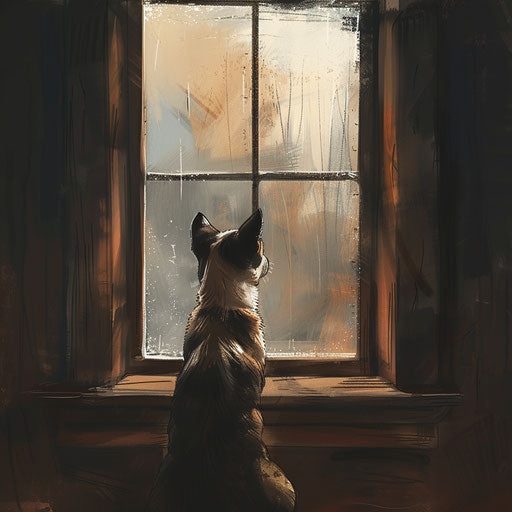 Pet eagerly waiting at the window