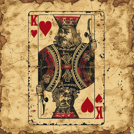 Rustic clipart-style flat tattoo sketch of a king of hearts