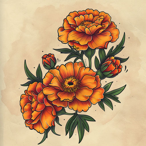 Tattoo sketch of October birth flower in flat clipart style