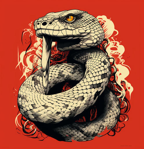 Black and white snake drawing, realistic tattoo-inspired style