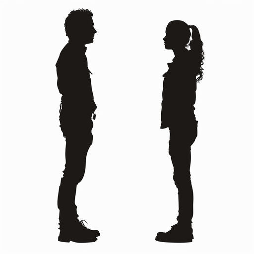 Realistic people silhouettes on flat white background