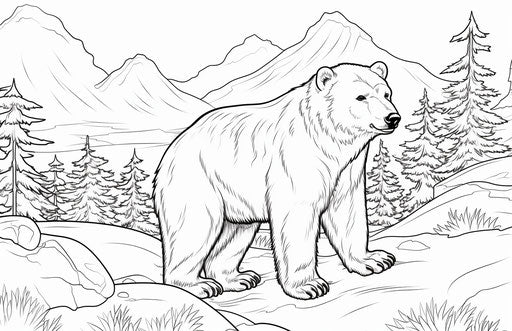 Polar bear coloring page for kids