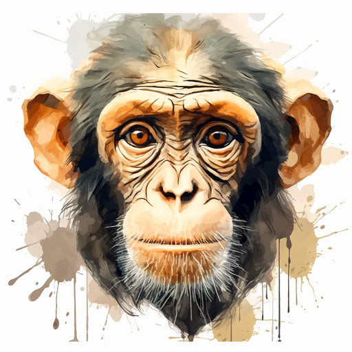 Monkey face clipart in the style of oil painting