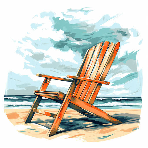 Beach chair clipart in the style of Oil painting, on a white background