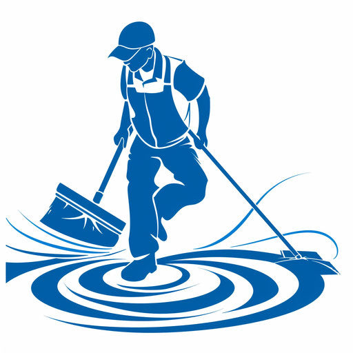 Cleaning company logo in blue and white on clean, professional background