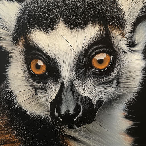 Lemur portrait with detailed fur textures