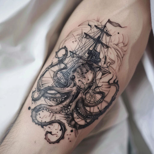 Ancient mythology-inspired kraken tattoo