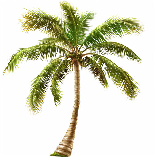 Coconut tree clipart in photo realistic style on flat white background