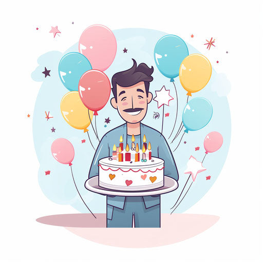 Funny happy birthday clip art in the Minimalist style