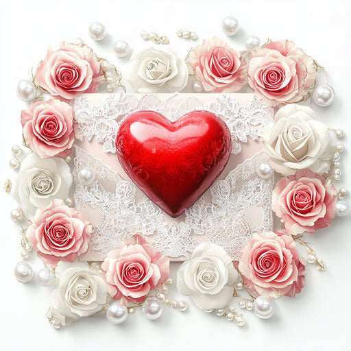 Valentine's Day love letter with lace and roses