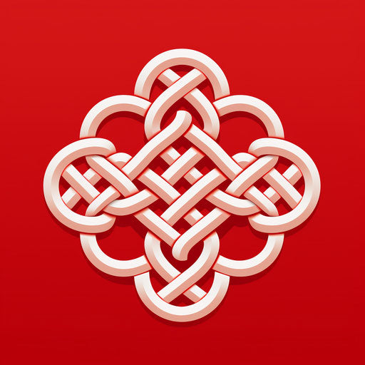 Red and white Chinese knot, Necronomicon style, negative space