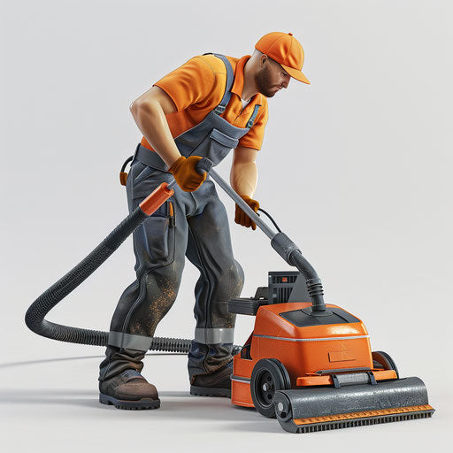 Realistic janitor artwork on flat white background