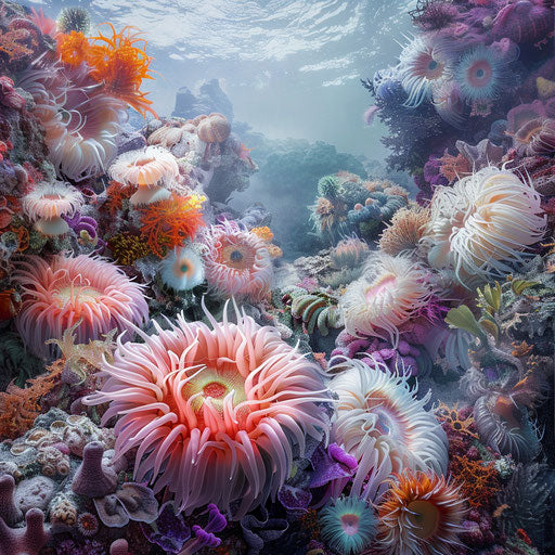 Sea anemone in a fantastical marine landscape