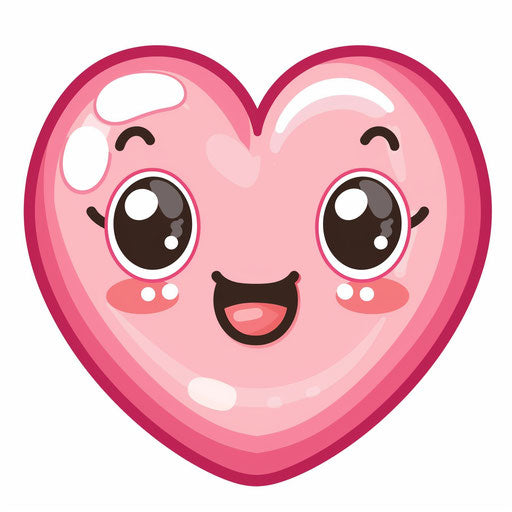 Cute pink heart, kawaii vector illustration