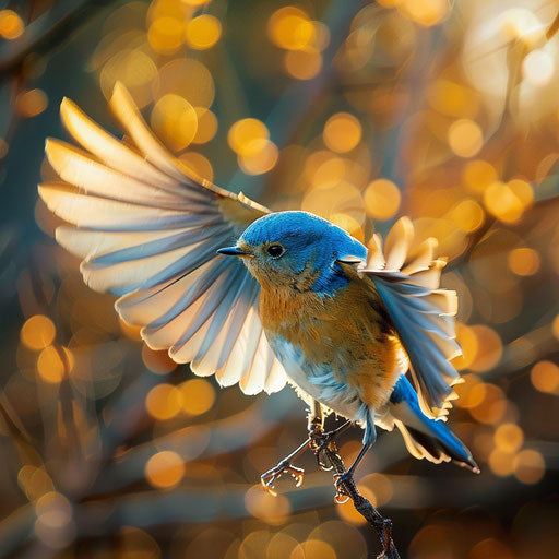 Wild bluebird displaying natural interactions in the style of Frans Lanting