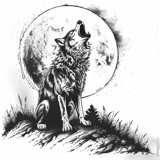 Wolves howling at the moon